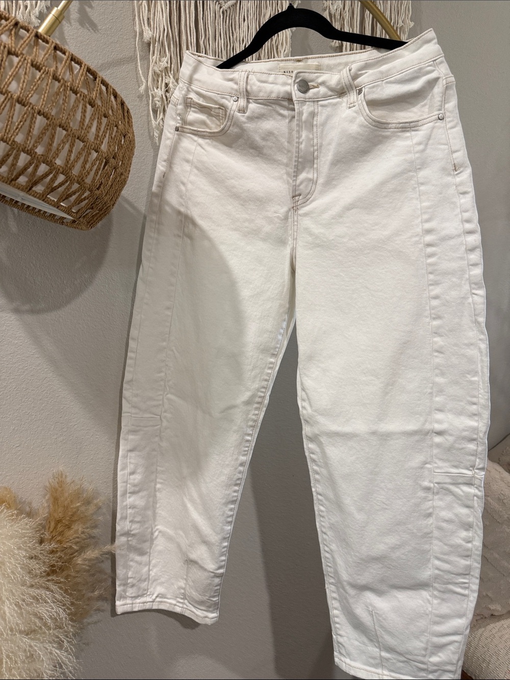 Women's White Barrel Jeans